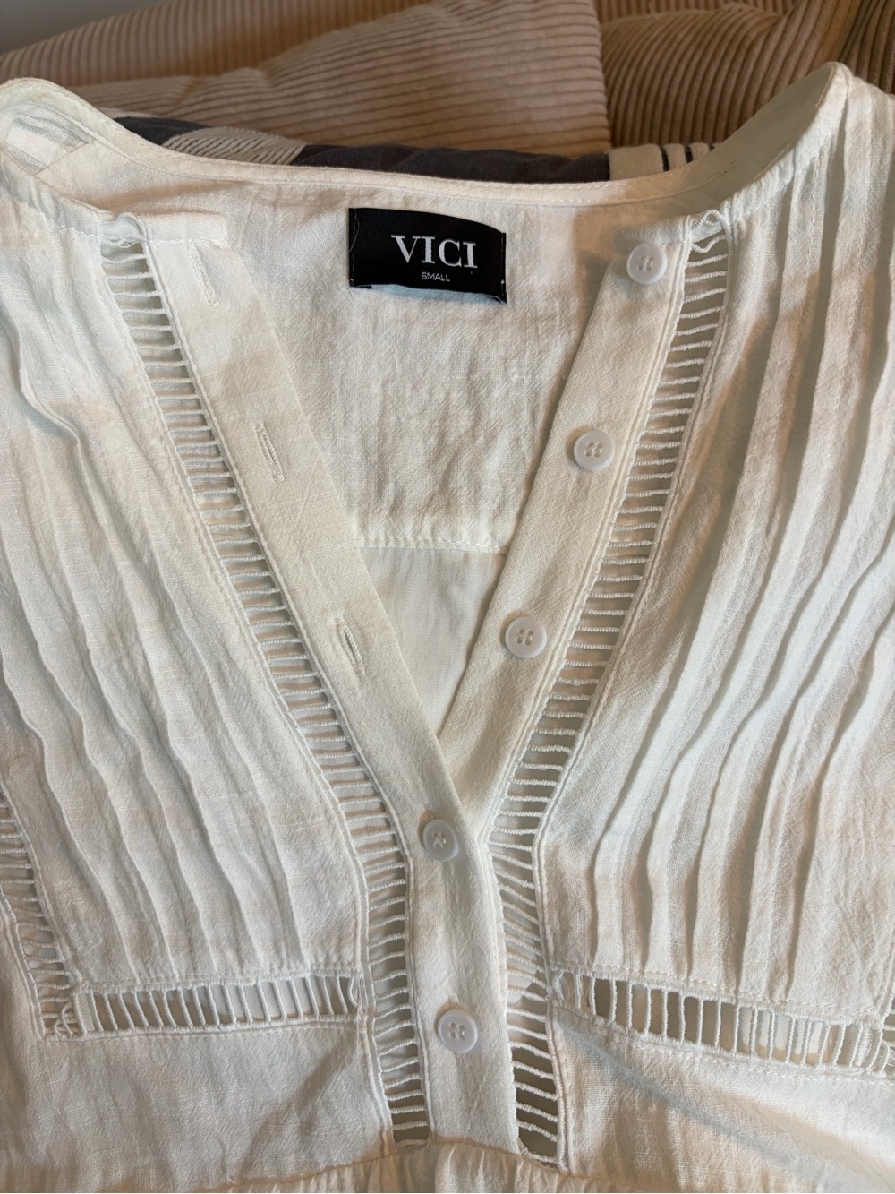 VICI Collection Ladder Stitch Cotton Babydoll Dress
